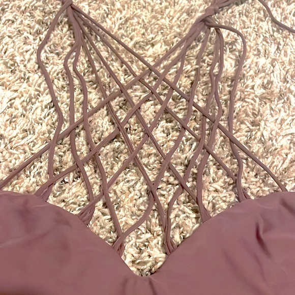 MIKOH Kahala Criss Cross Swim Top Dark Wine - Picture 3 of 4